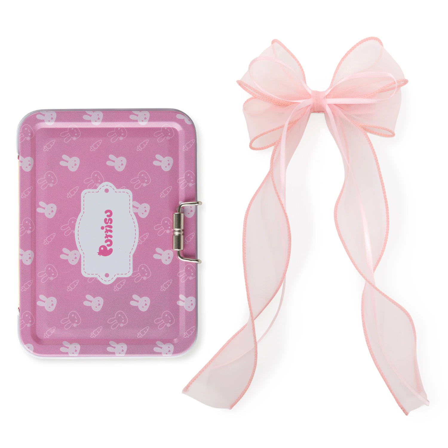Puttisu Girls Organza Double Ribbon Clip Gift Set with Tin Case