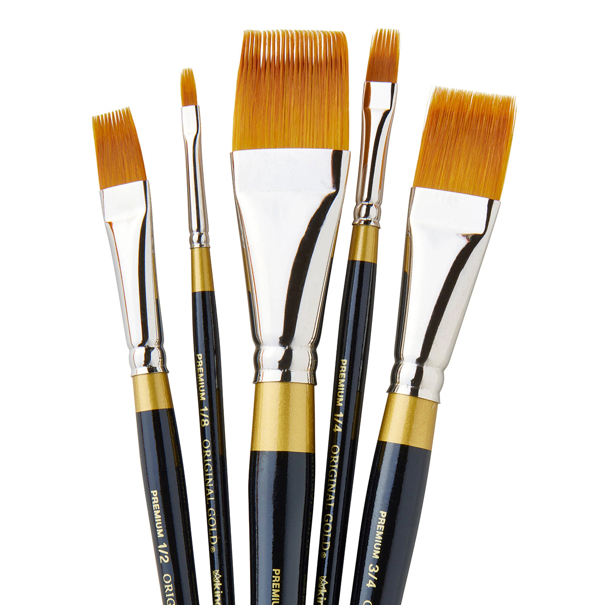 KINGART Original Gold 9120 Rake Golden Taklon Brush Set - 5 pc