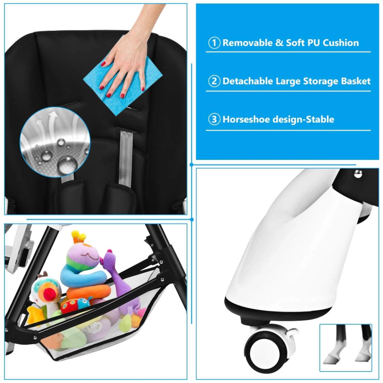Hivvago A-Shaped High Chair with 4 Lockable Wheels