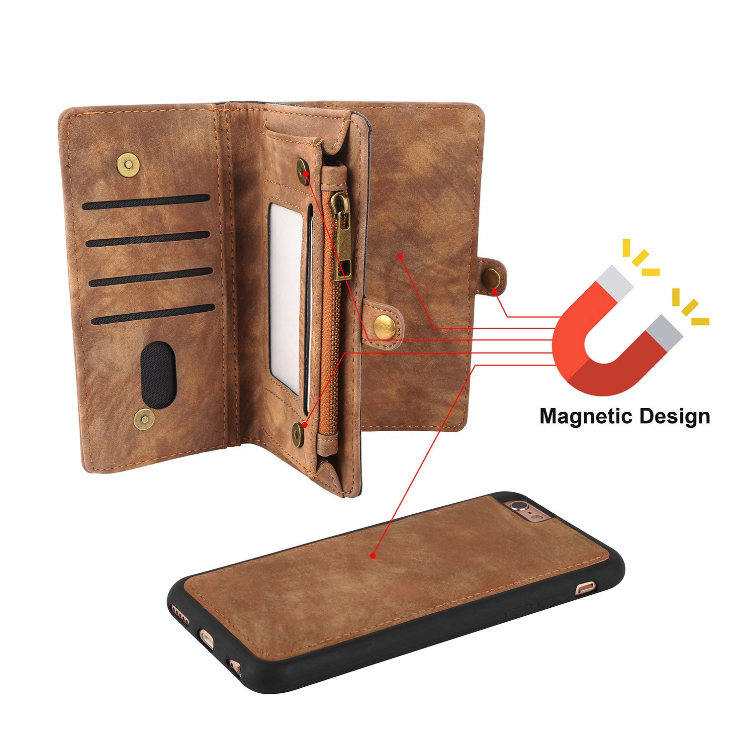 GBruno Faux Leather 2-in-1 Wallet Case For IPhone 6s