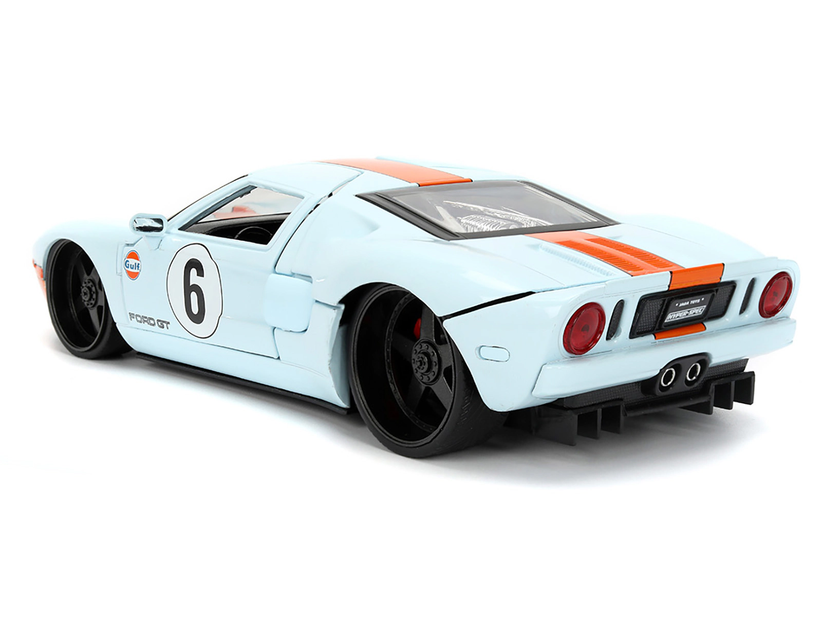 Jada 2005 Ford GT #6 "Gulf Oil" Light Blue with Orange Stripes "Hyper-Spec" Series 1/24 Diecast Model Car by Jada