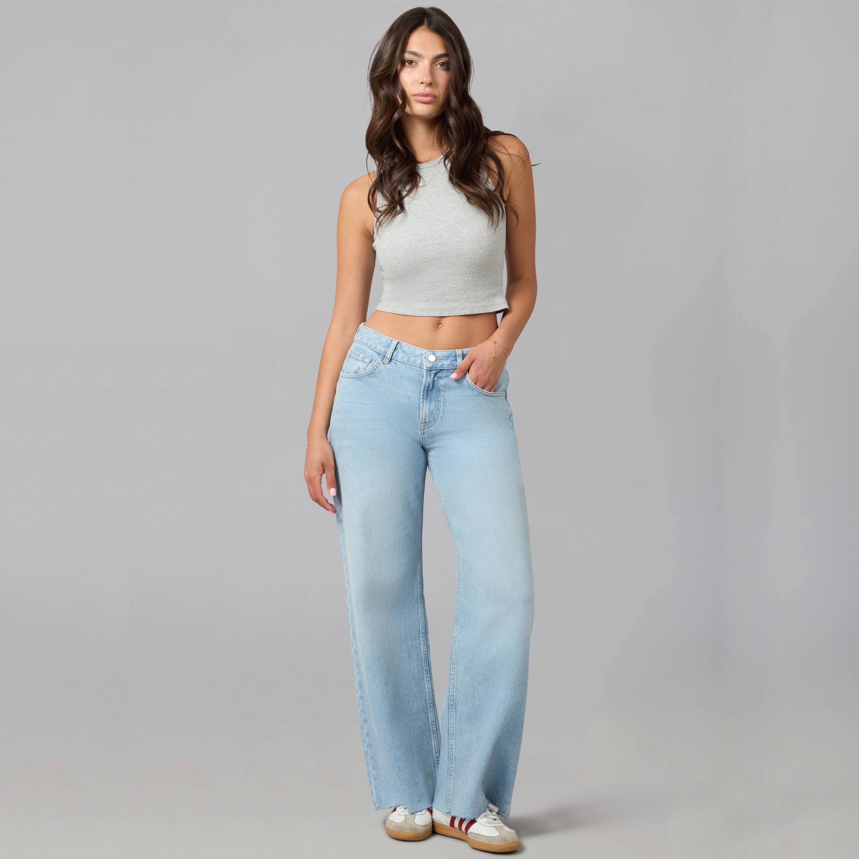 Lola Denim Womens Colette High Rise Wide Leg Jeans