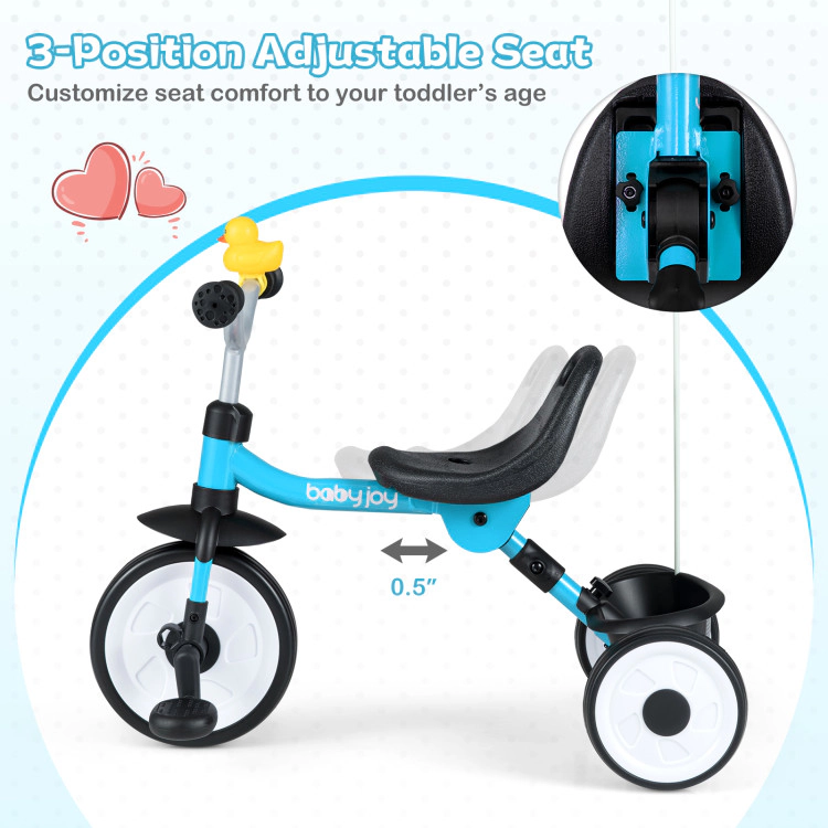 Hivvago Toddler Tricycle with 3-Position Seat and Storage Basket for Kids