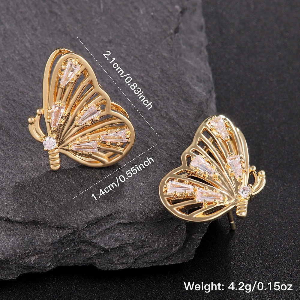 Exquisite Hollow Zirconia Butterfly Stud Earring
