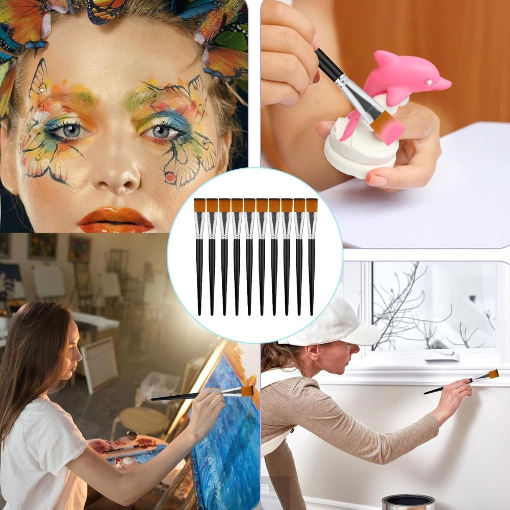 Byte Bonds 10 Pack 1 Inch Flat Paint Brushes