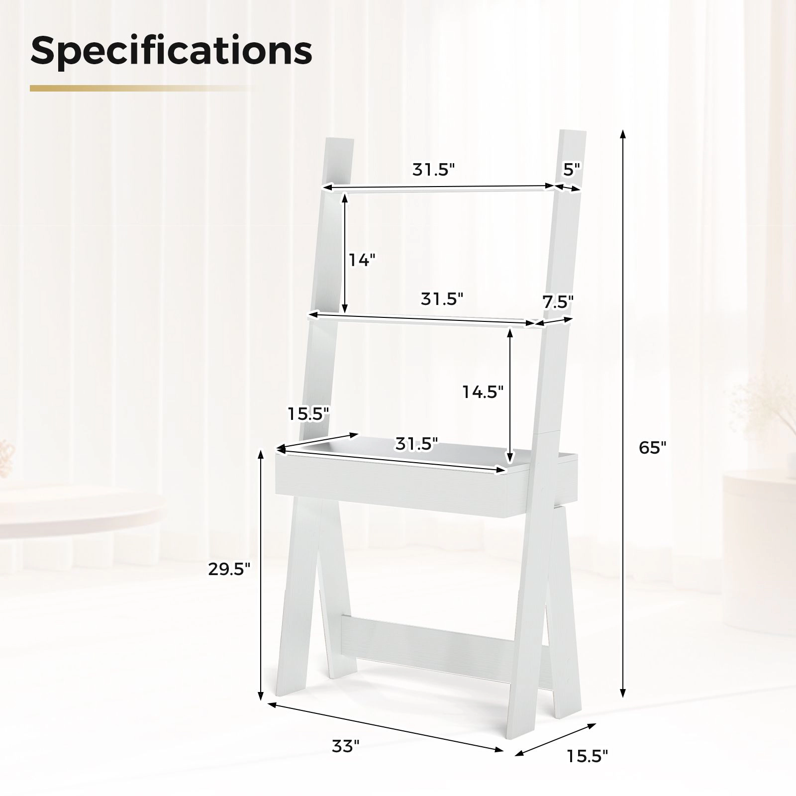 SlickBlue Modern Ladder Writing Desk with Storage Shelves