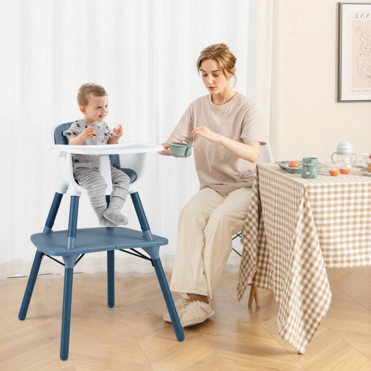 Hivvago 4-in-1 Baby Convertible Toddler Table Chair Set with PU Cushion
