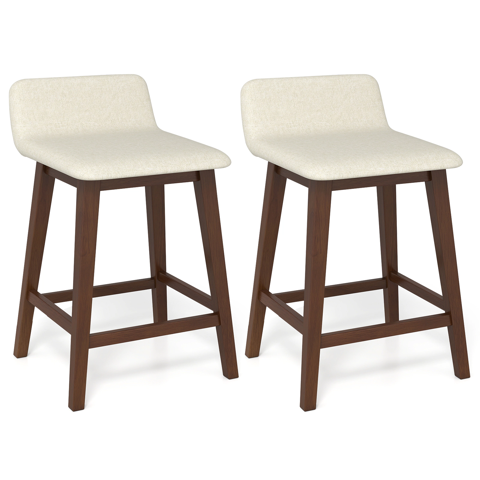 Glintex 2-Piece 24-Inch Counter Stool Set with Low Back and Faux Linen Seat