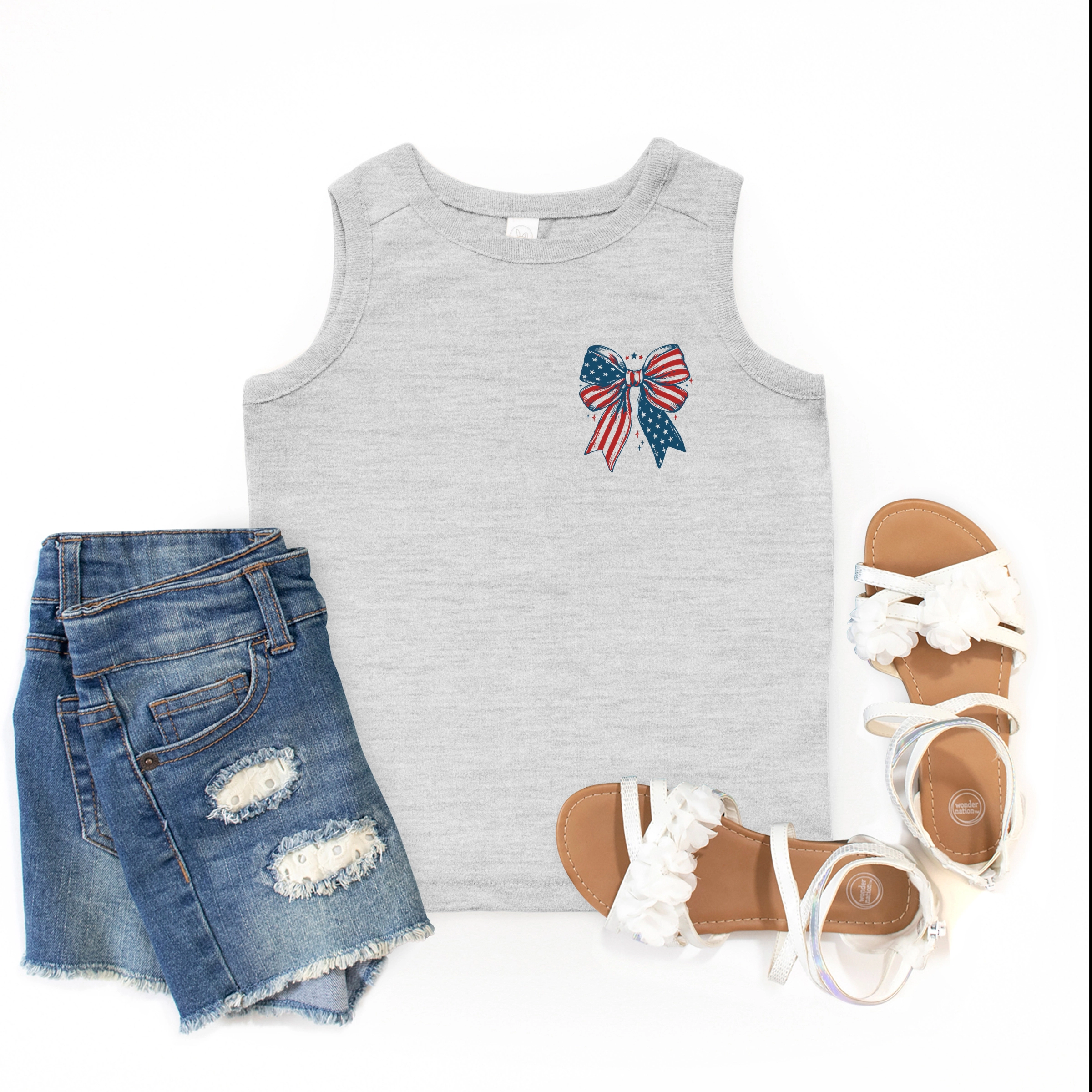 The Juniper Shop - Patriotic Bow Stars Youth Tank Top