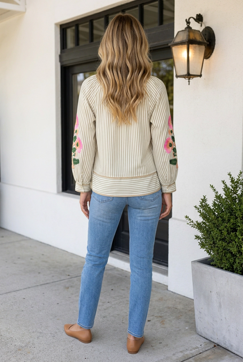 Threaded Pear Valeria Sleeve Blouse Long Top