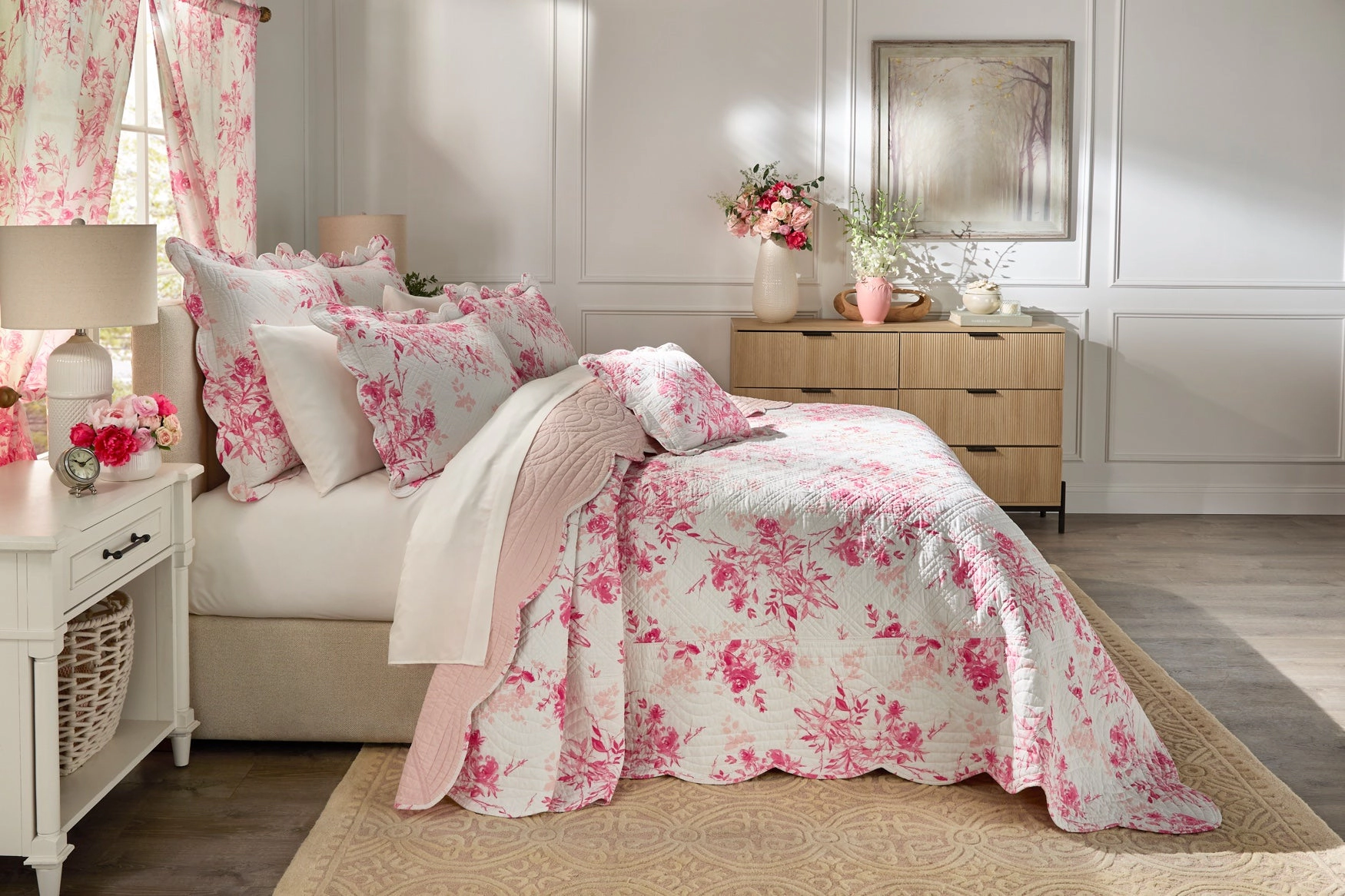 BrylaneHome  100% Cotton Florence Oversized Bedspread