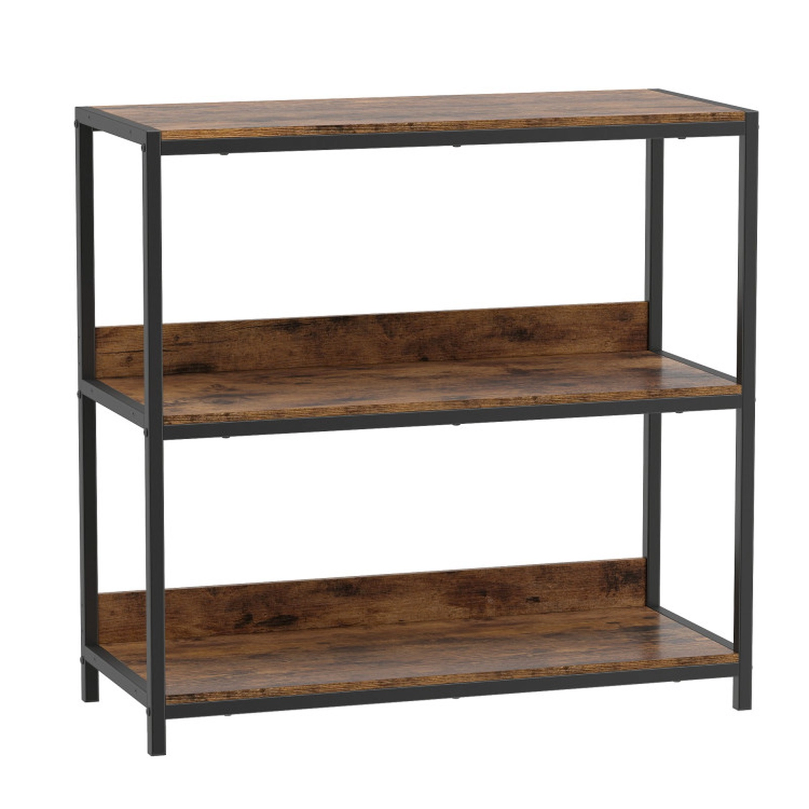 SUGIFT 90-lb Per Shelf 3-Tier Industrial Bookshelf with Wooden Shelves Metal Frame and Anti-Toppling Kit