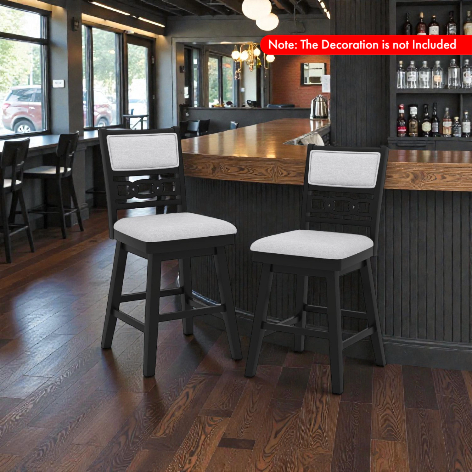 Hivvago Modern 25-Inch Counter Stools Upholstered Swivel Seats with Back Support - Set of 2
