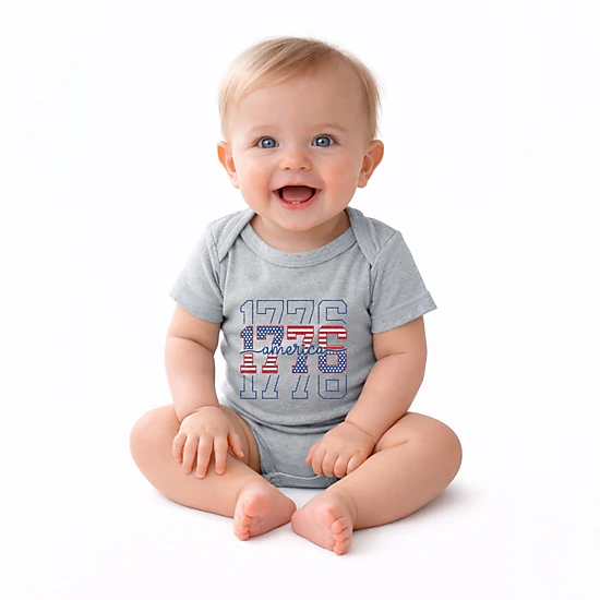 The Juniper Shop - 1776 America Stacked - Baby Short Sleeve Graphic Bodysuit