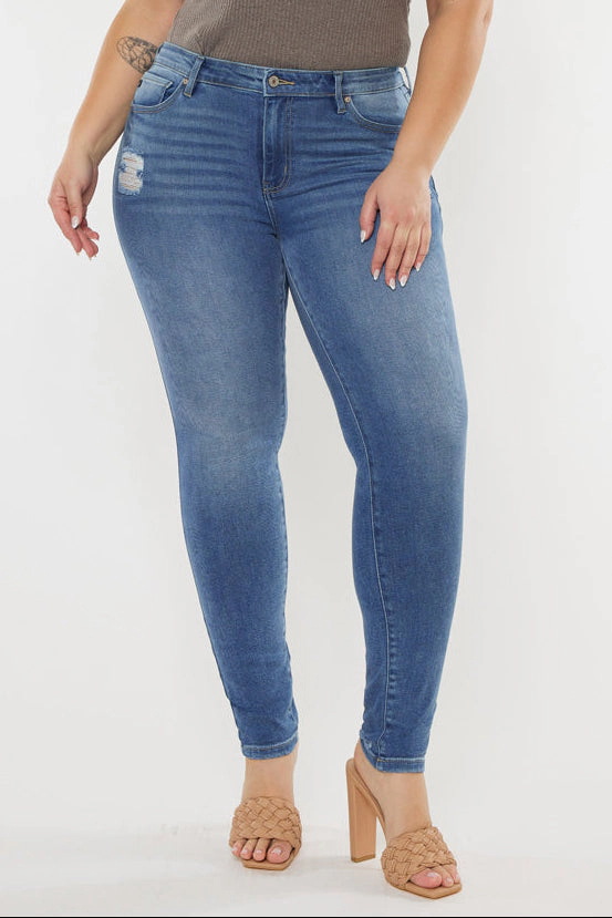 Kancan Women's Plus High Rise Super Skinny Jeans Storm