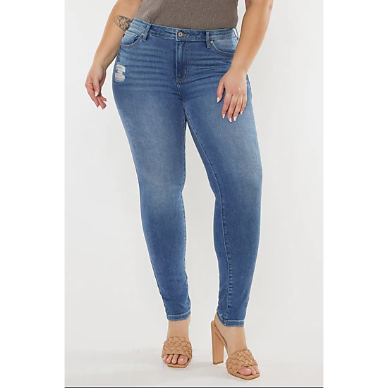 Kancan Women's Plus Size High Rise Super Skinny Jeans Storm