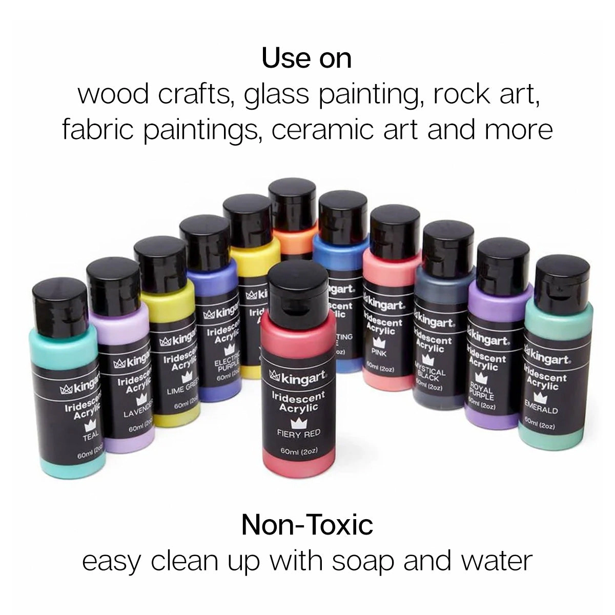 KINGART Studio Acrylic Paint - 60ml Bottles - 12 Iridescent Colors
