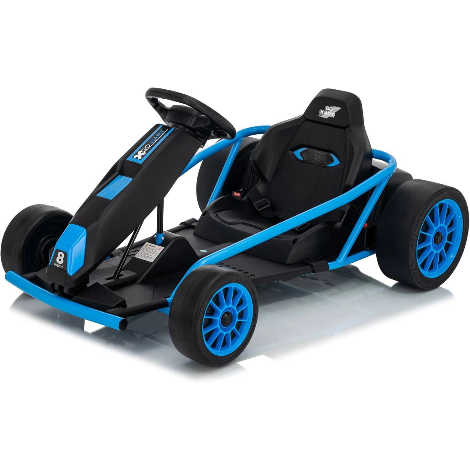 24V Kids Go Kart, 2×300W Motors, 8.1MPH Drift Racing Car w/ 9Ah Battery, Music, Horn & Seatbelt for Ages 8–12