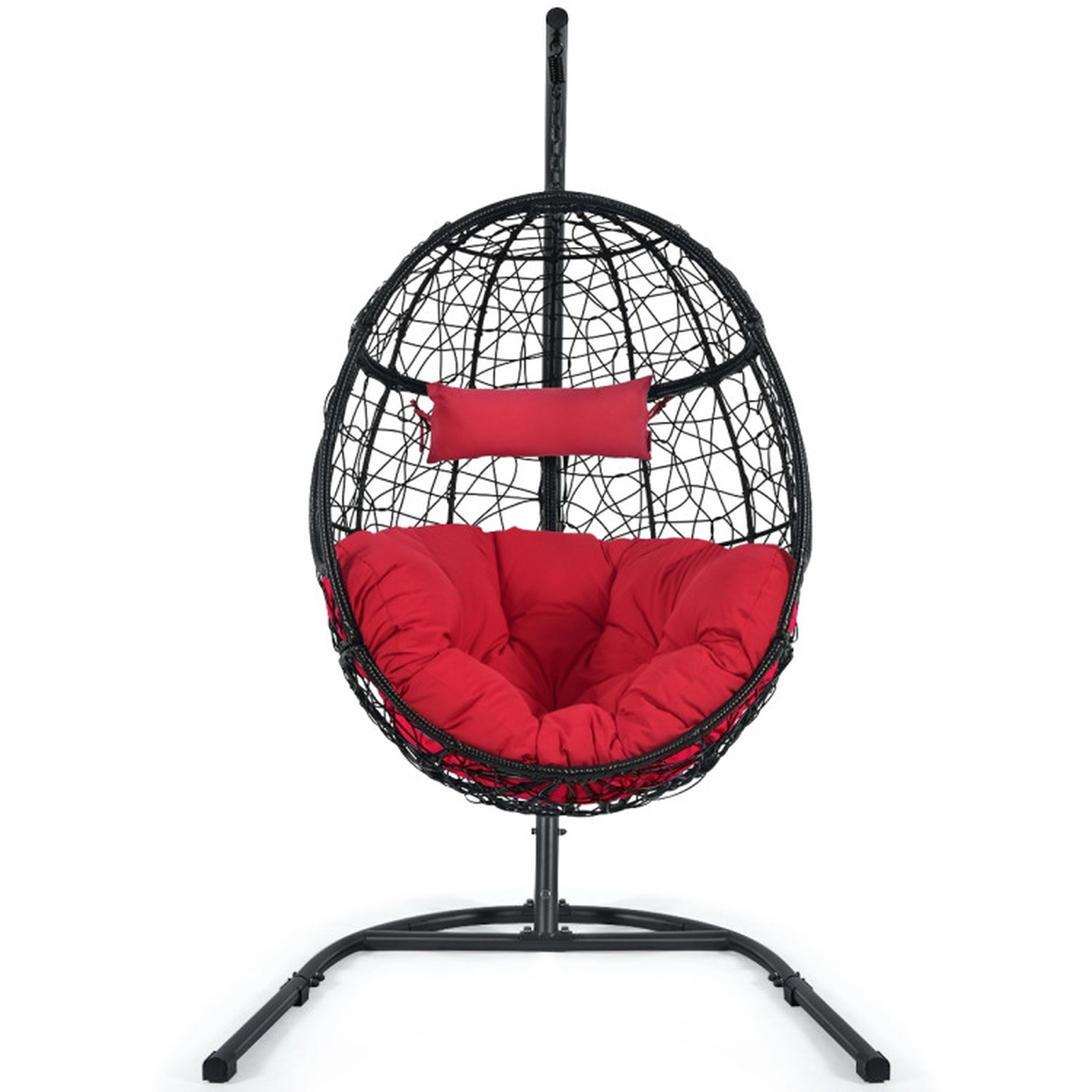 SUGIFT 250-lb Capacity 81-in Hanging Cushioned Hammock Chair with Steel Stand Pillow and Safety Hook