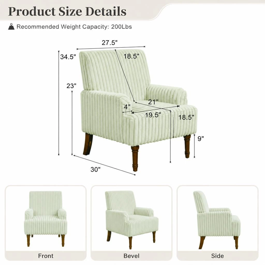 GOODSILO Upholstered Accent Chair with Solid Wood Base