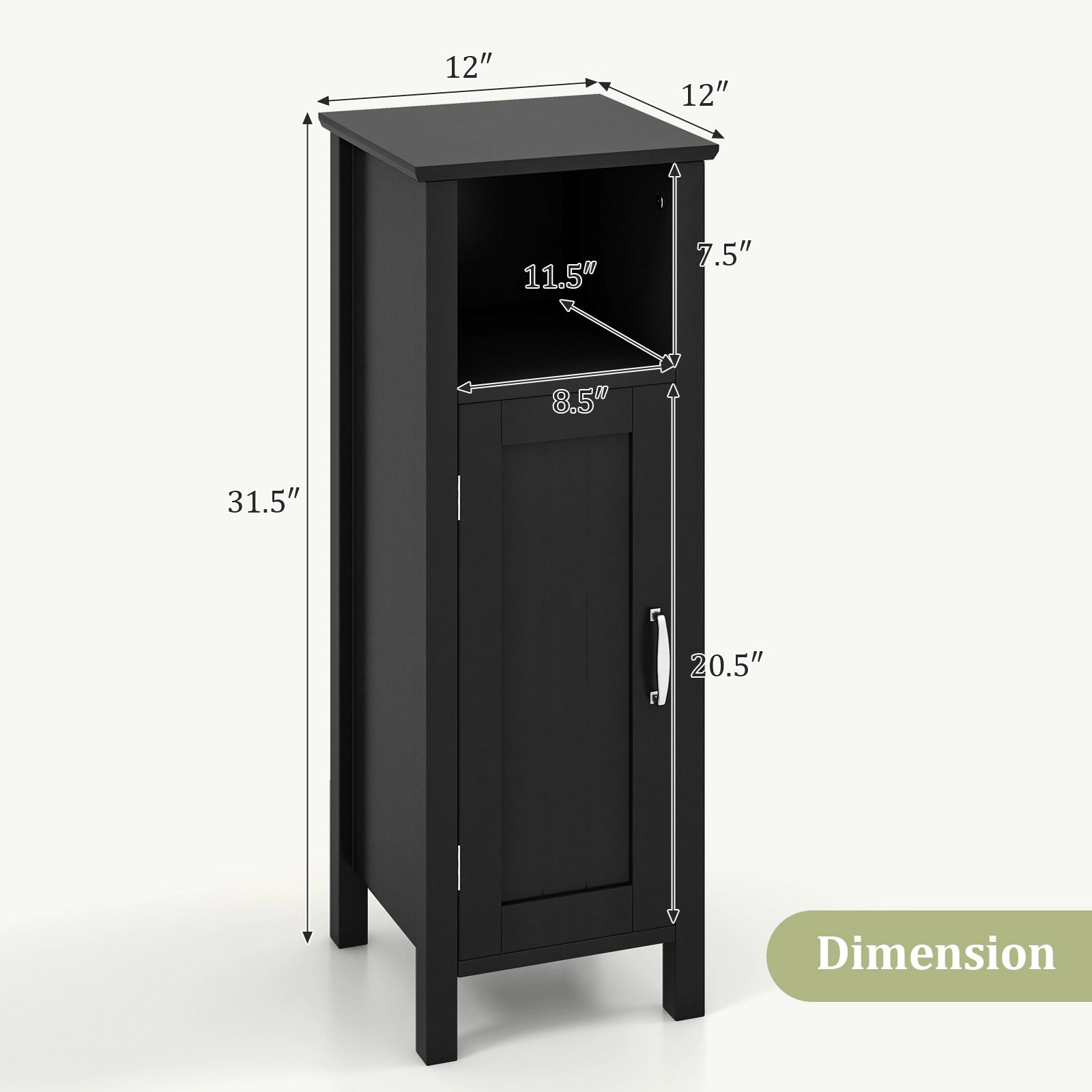 SlickBlue Bathroom Floor Cabinet with Adjustable Shelf and Open Storage