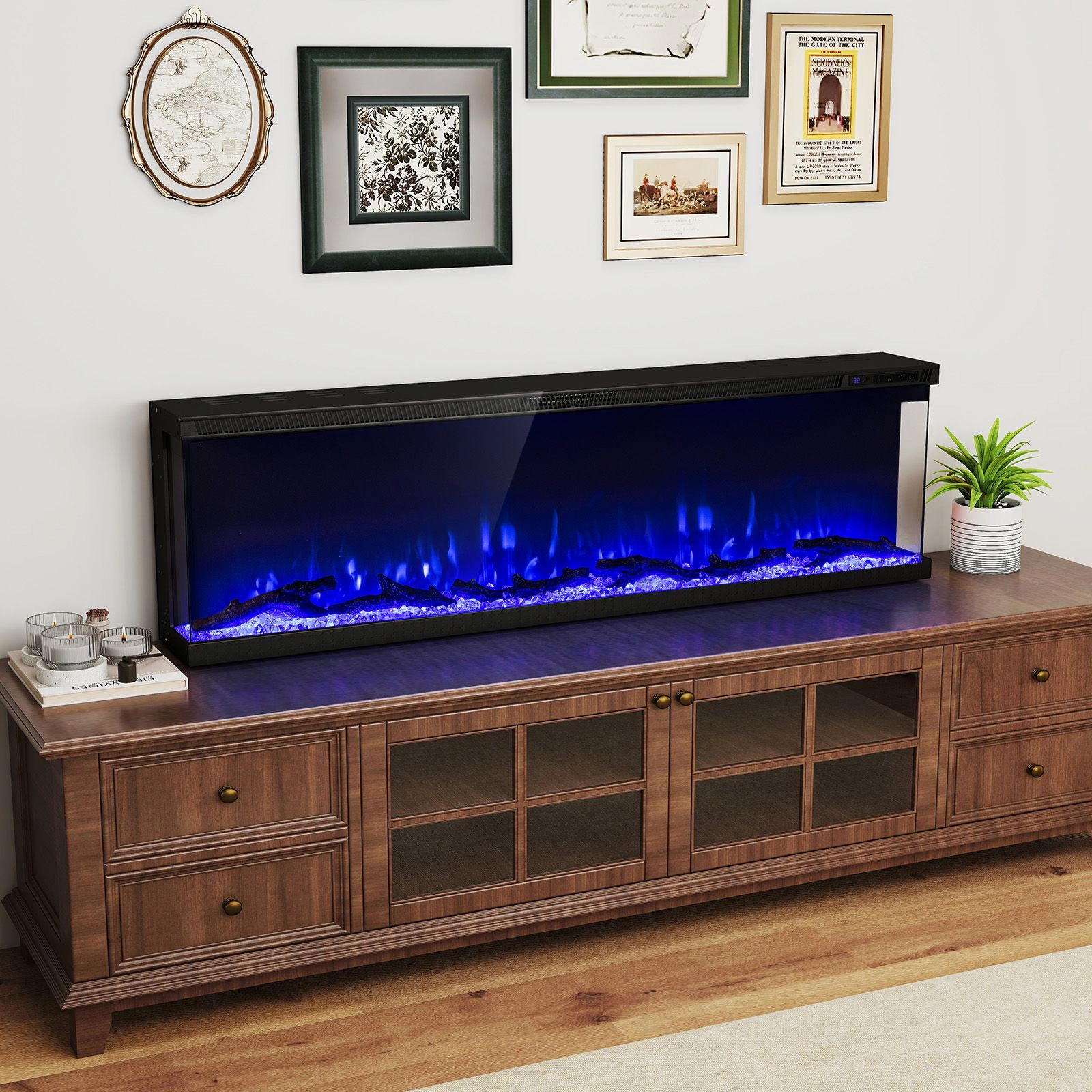 SlickBlue 60 Inch Electric Fireplace Insert with Remote Control