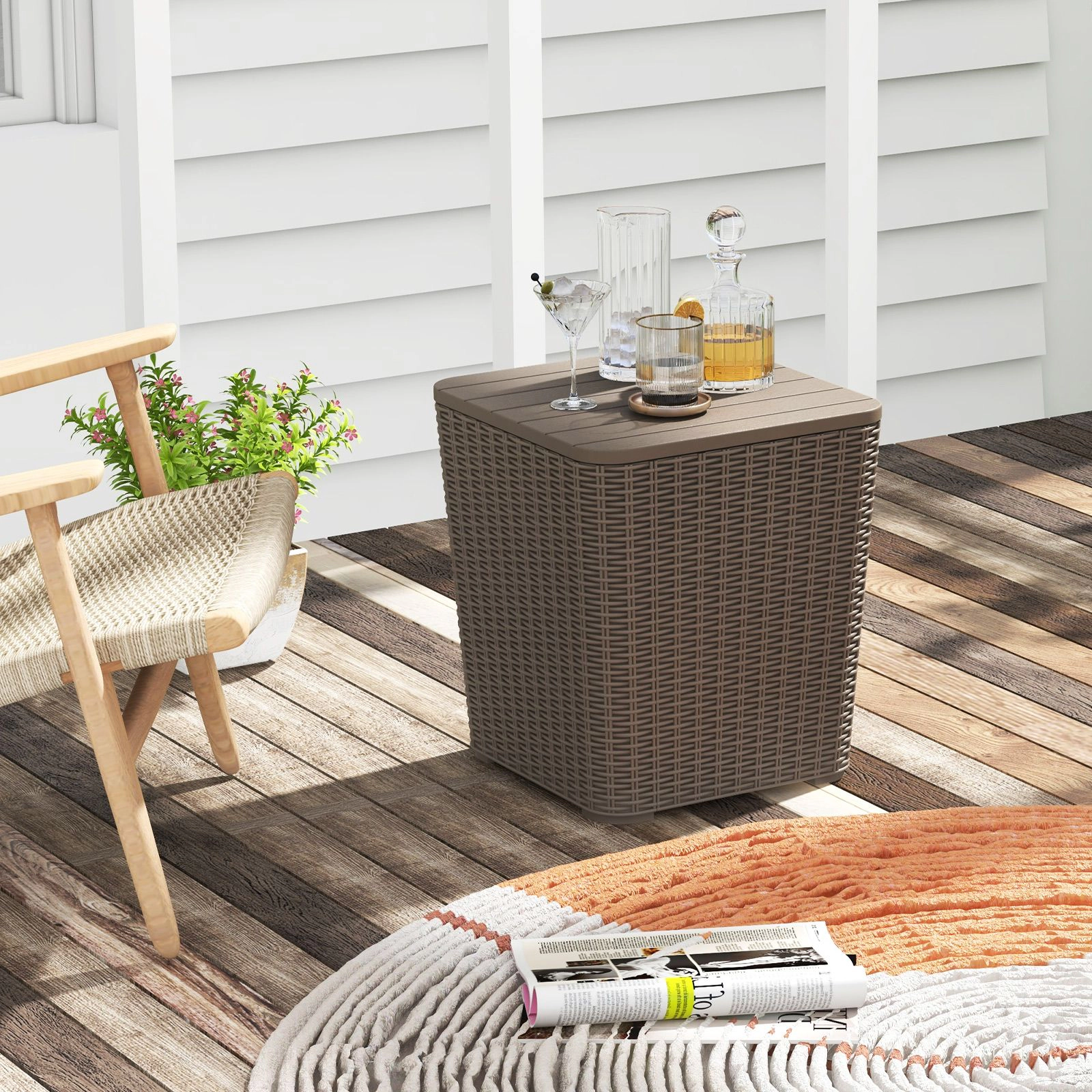SlickBlue Outdoor Storage Side Table with Removable Lid