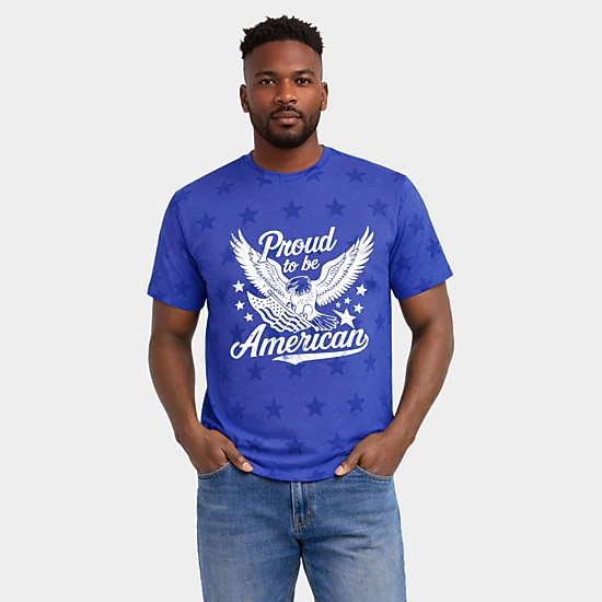 Simply Sage Market - Proud To Be American Distressed Eagle - Men's Short Sleeve Star Tee