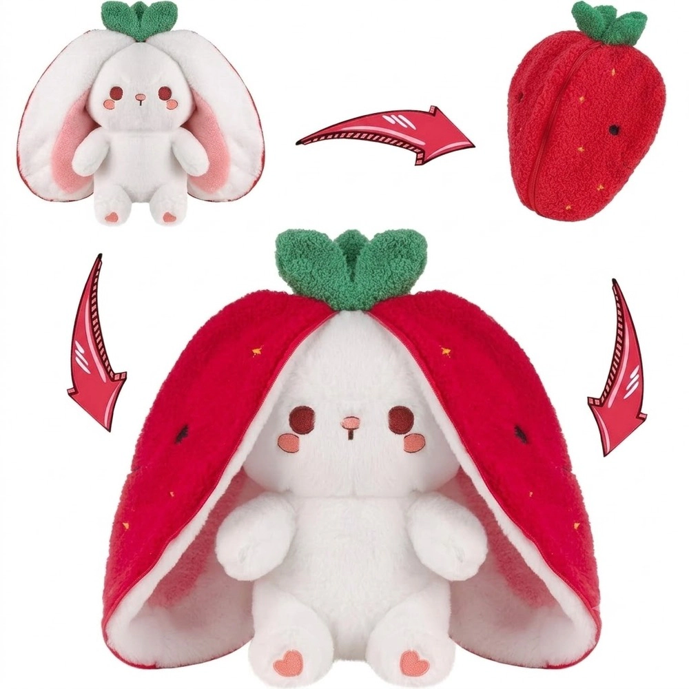 Radiant Essence Unisex Reversible Strawberry Bunny Plush Toy