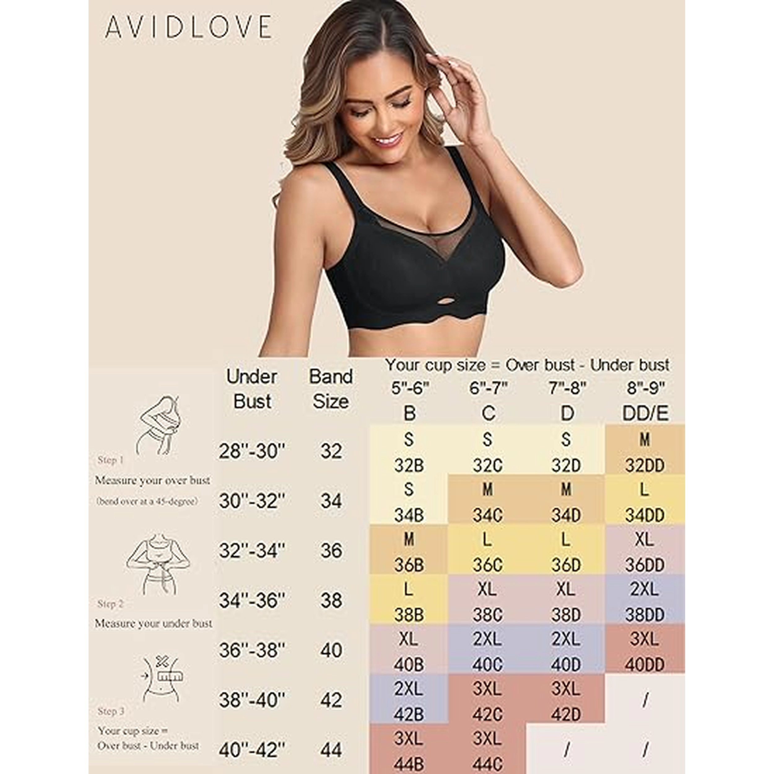Avidlove Women's V Neck Wireless Mesh Bra