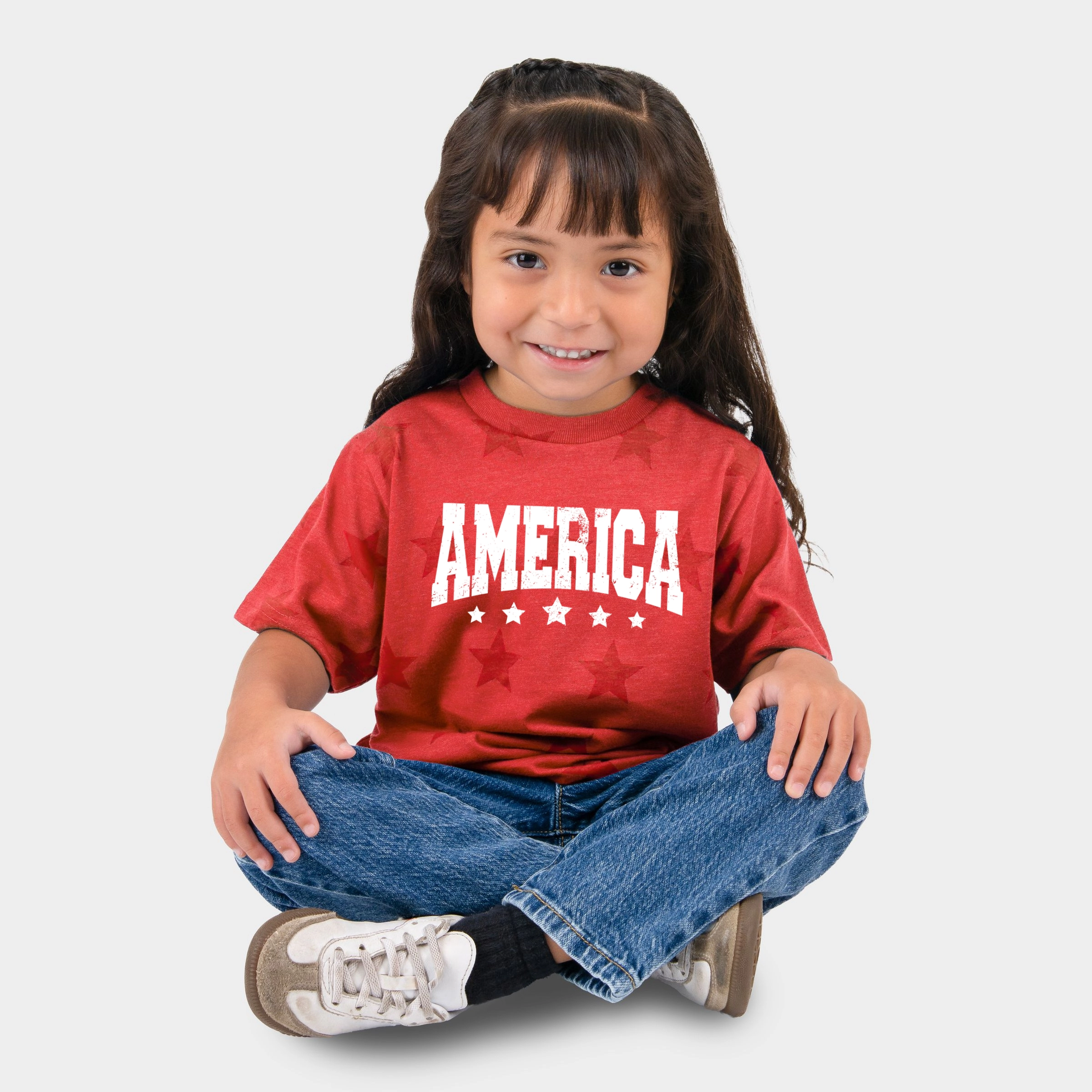 The Juniper Shop - America Varsity Star Distressed Toddler Short Sleeve Tee