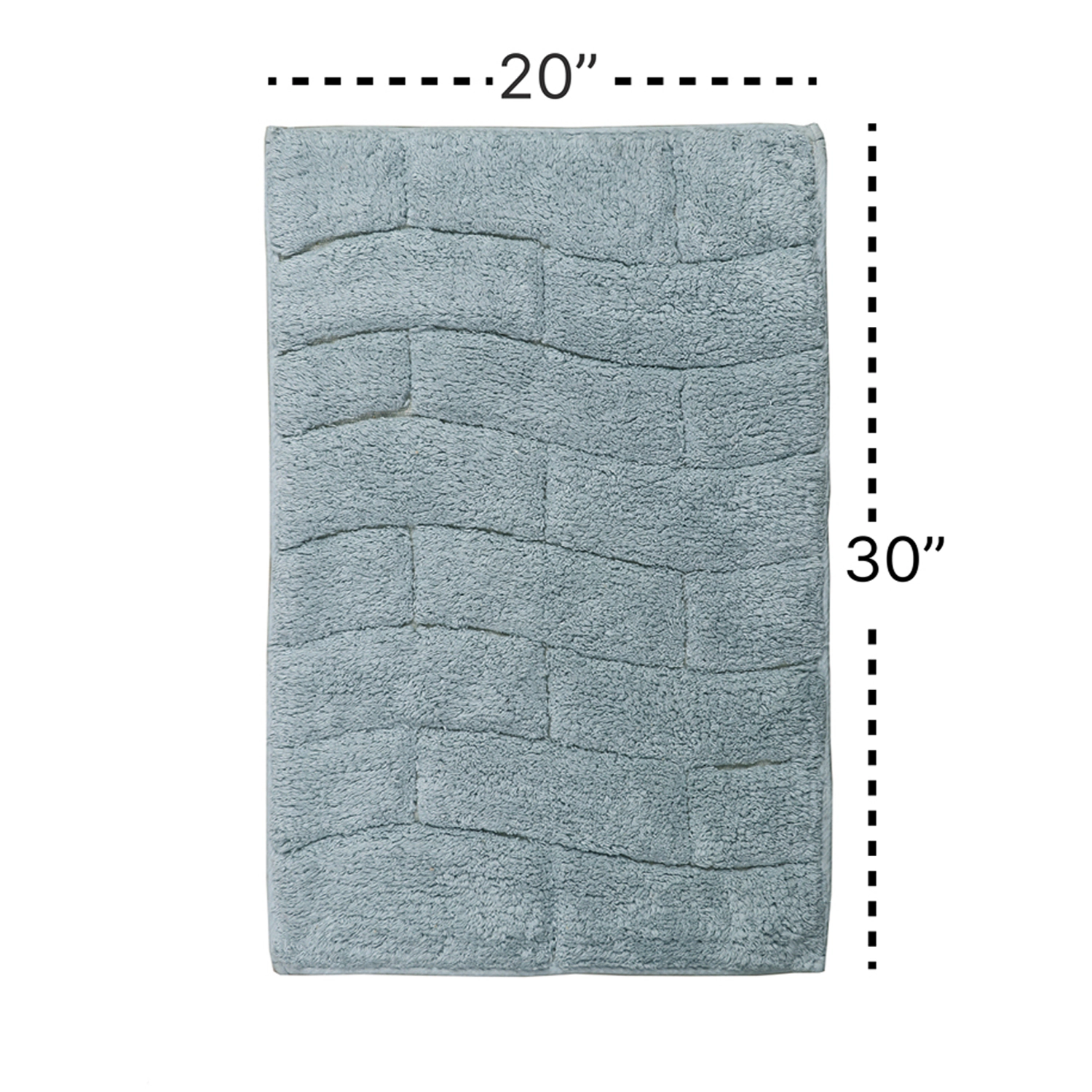 Knightsbridge Stylish And Comfortable All Season Traditional New Tile Design Cotton Bath Rug 20" X 30" Light Blue