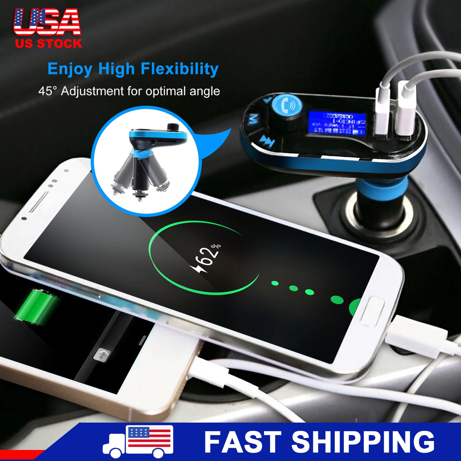 GBruno Wireless FM Transmitter With Dual USB Charger