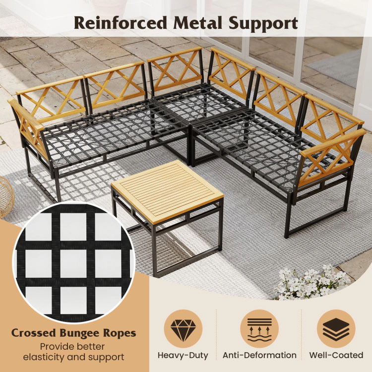 Hivvago 4 Pieces Patio L-Shaped Sofa Set With Cushions And Side Table