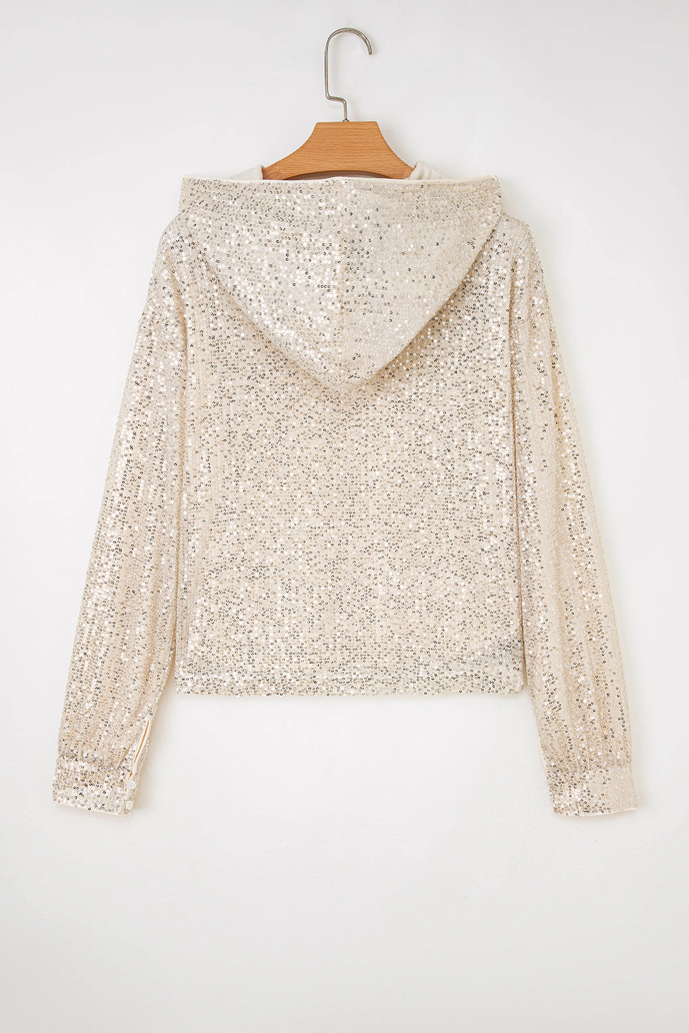 Threaded Pear Women's Stella Stream Sequin Hooded Long Sleeve Top