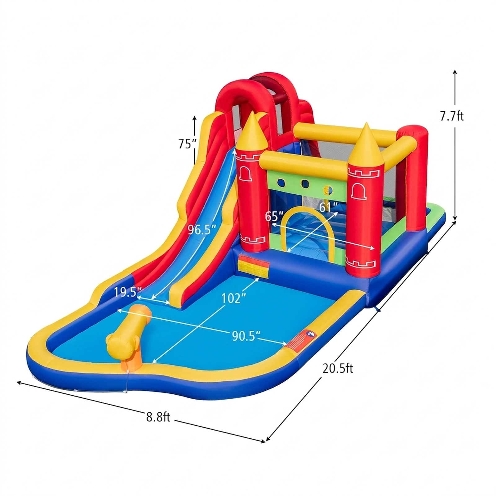 SUGIFT Water Slide Ball Pit and 735W Blower 9-in-1 Kids Inflatable Bounce Castle