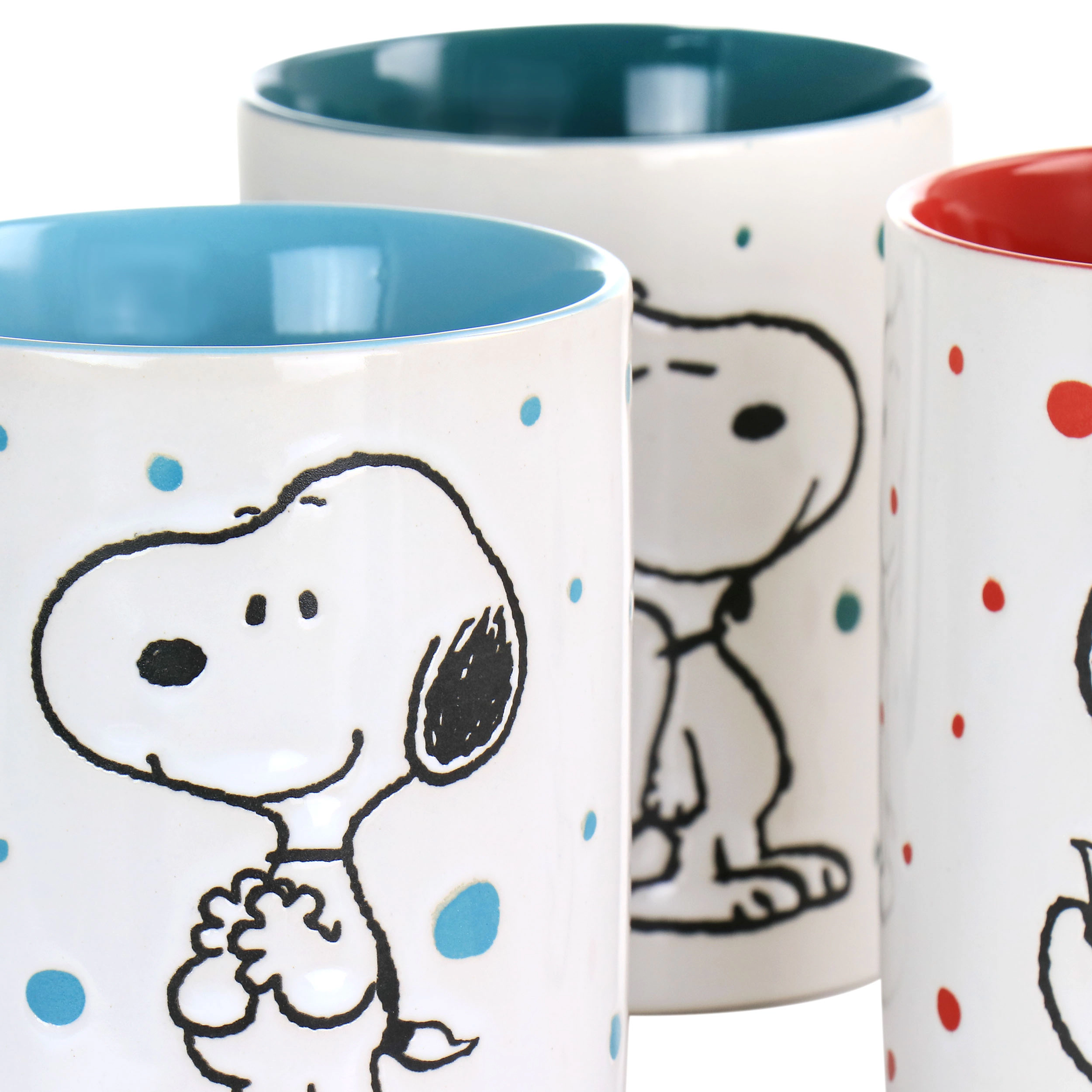 Gibson Peanuts Freckled Joy 15oz Stoneware 4 Piece Mug Set in Assorted Designs