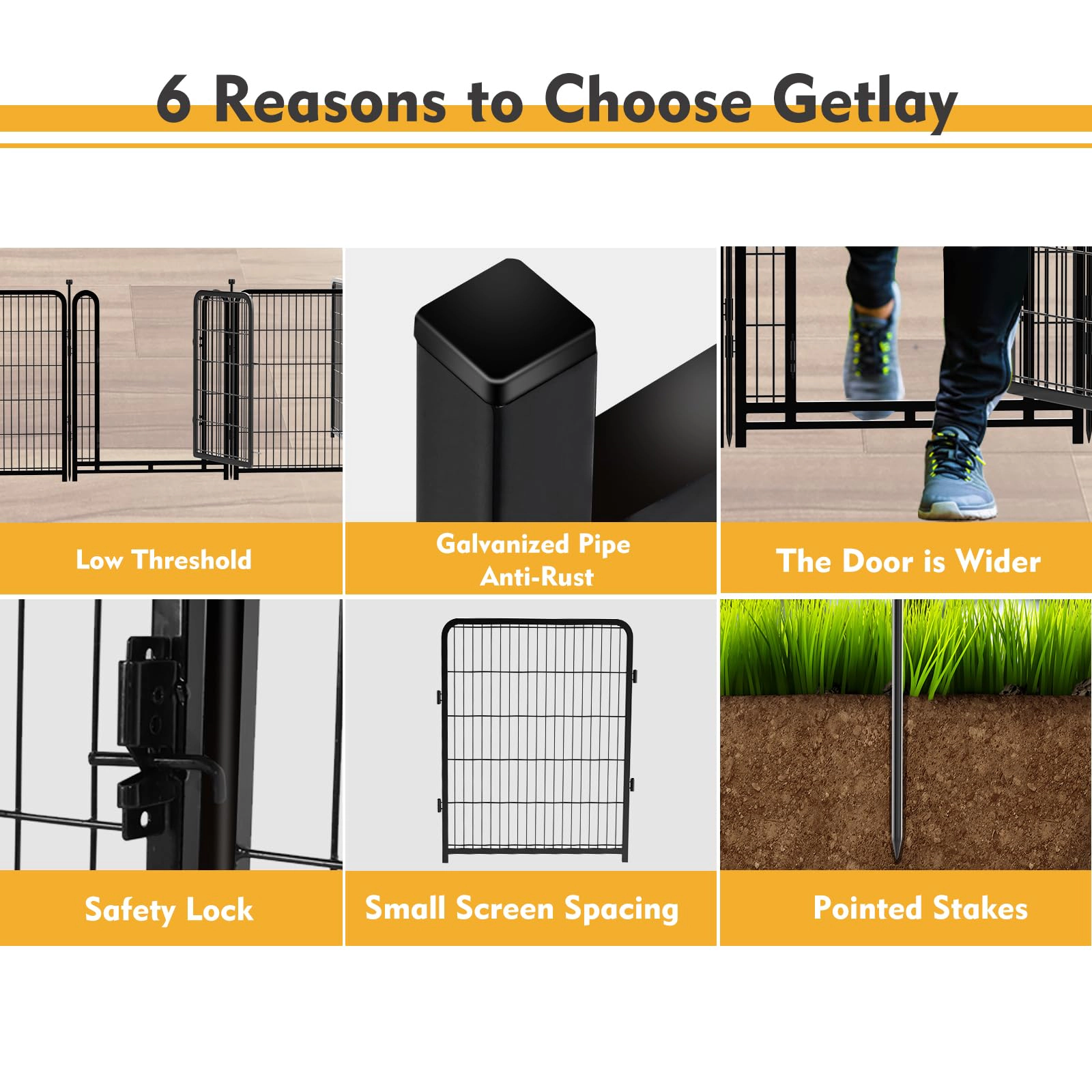 32x40 Inch 8-Panel Heavy-Duty Metal Dog Playpen, Portable Pet Exercise Fence for Outdoor RV
