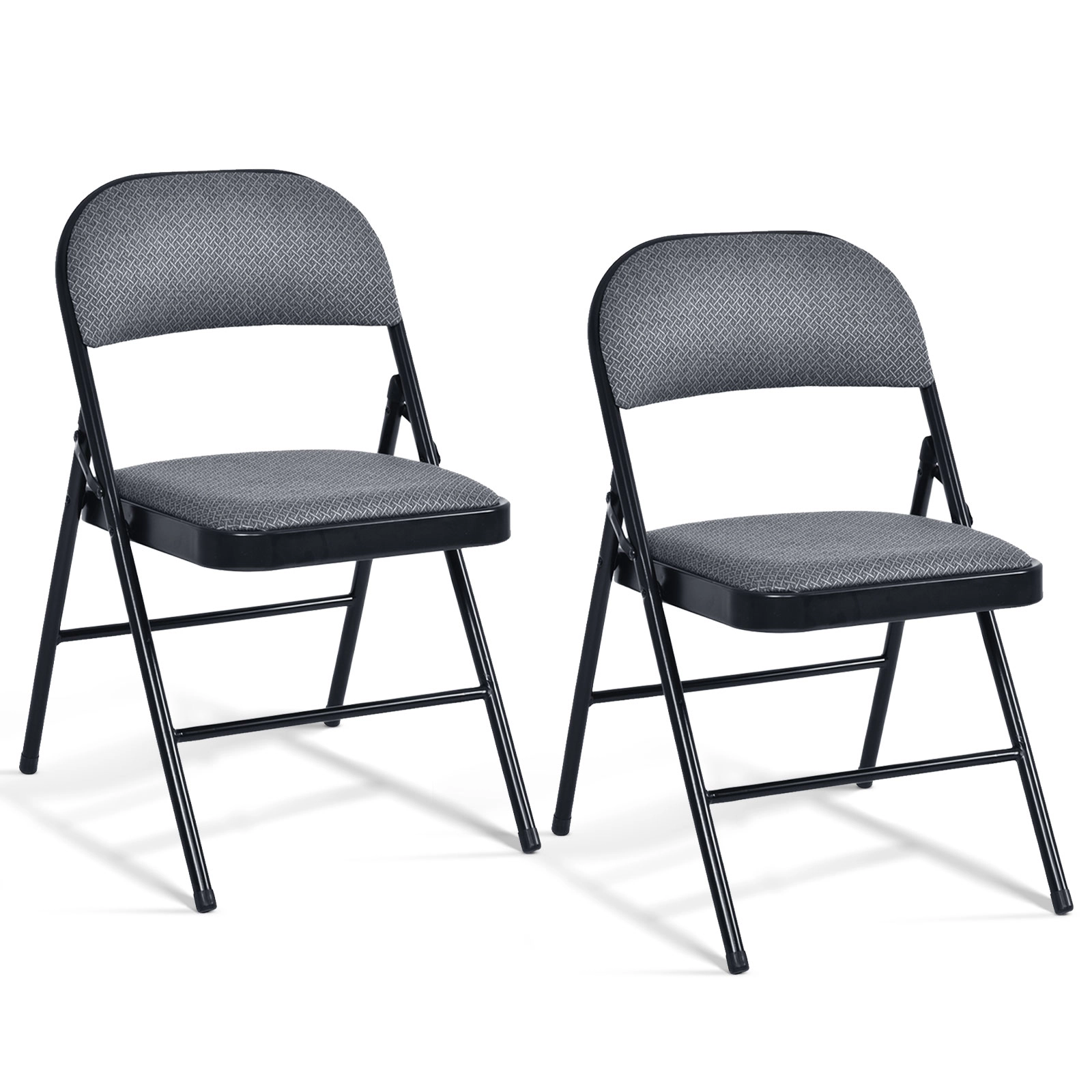 SUGIFT Set of 2 Black Padded Folding Dining Chairs, 265 lb Capacity