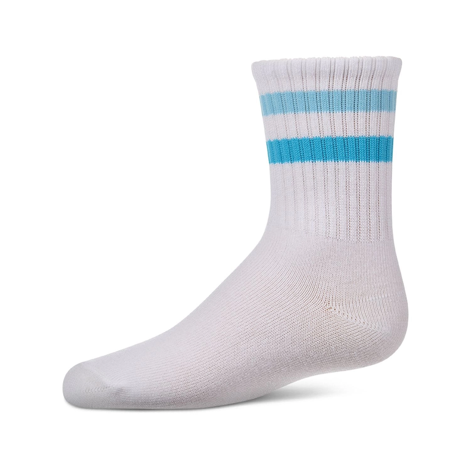 Memoi Kids Girls Ribbed Double-Stripe Cotton-Blend Varsity Crew Socks
