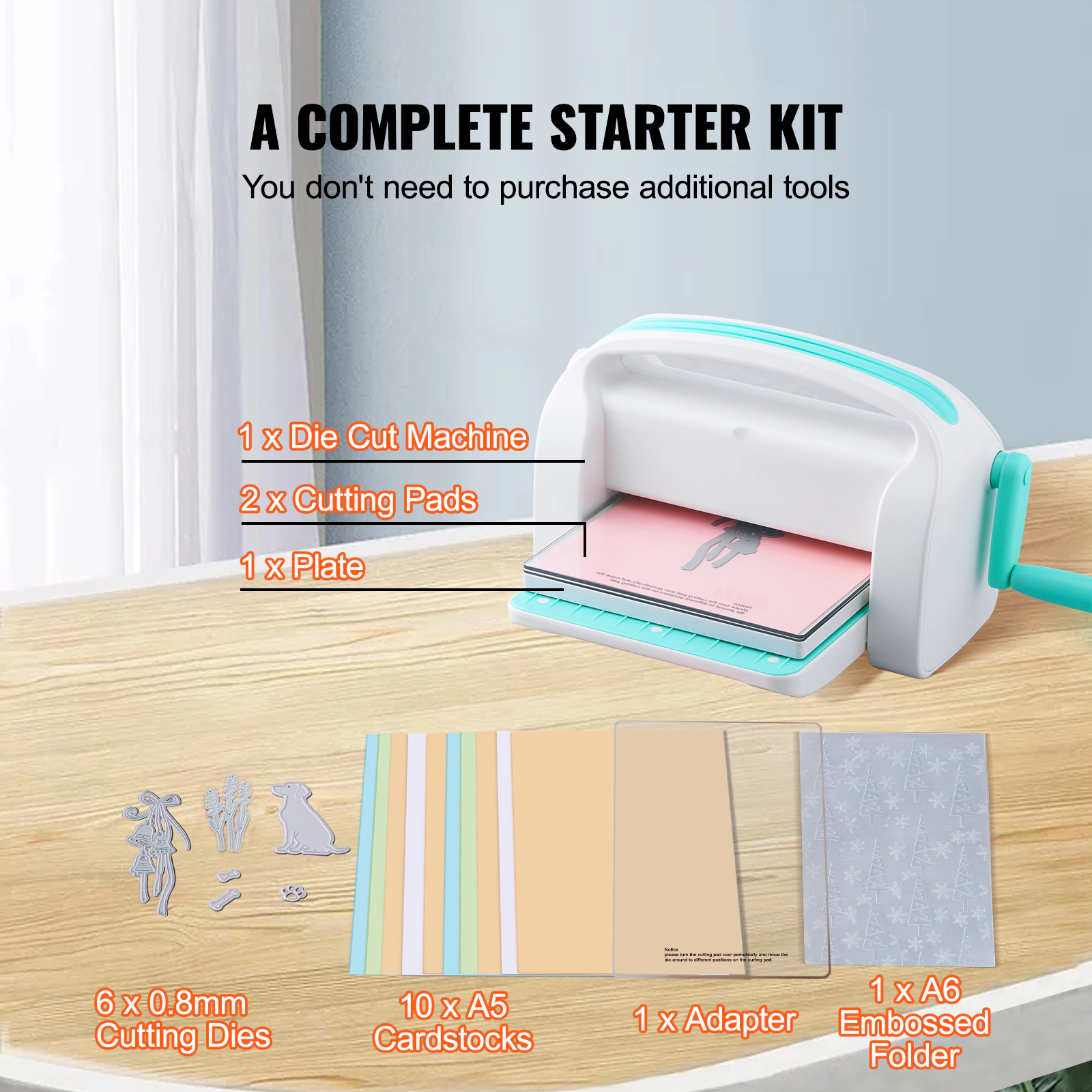 HONGGE Manual Die Cutting & Embossing Machine Portable Cut Machines Opening Scrapbooking Machine Full Kit Included For