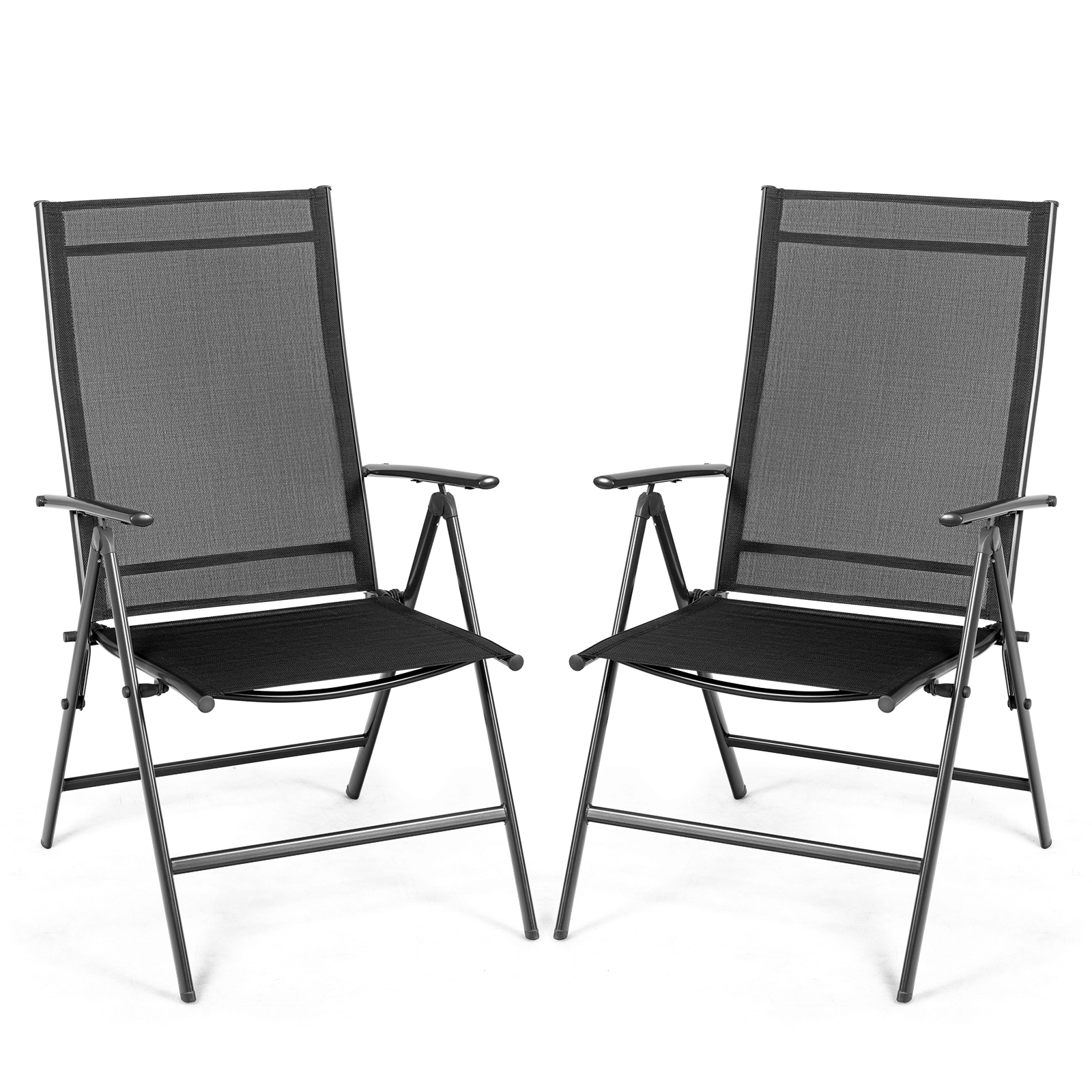 LJG Set of 2 Adjustable Portable Patio Folding Dining Chair Recliners