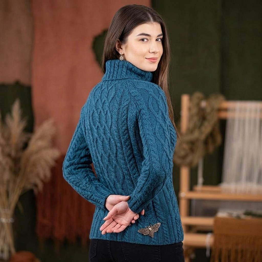 Urban Retreat Womens Half Zipper Neck Wool Aran Sweater