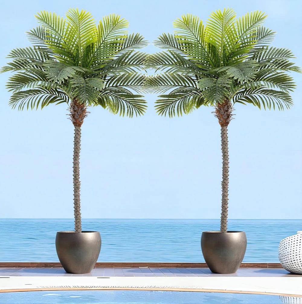 Whimsy Toys 8.5ft Tall Artificial Phoenix Palm Tree Set of 2
