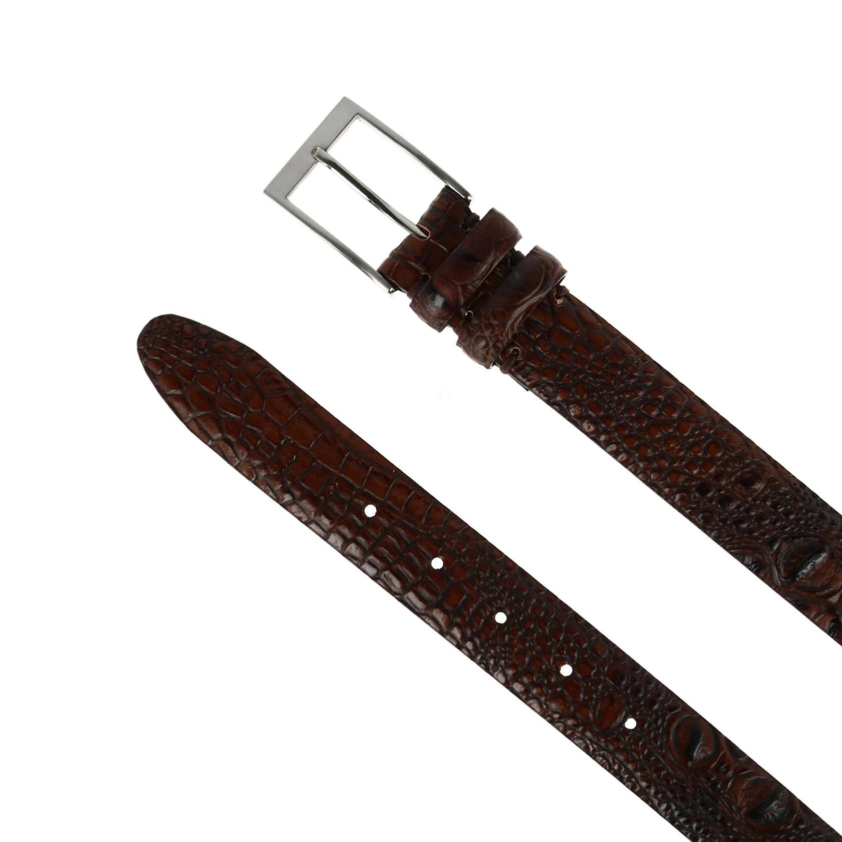 Toneka Men's Hornback Croc Print Belt