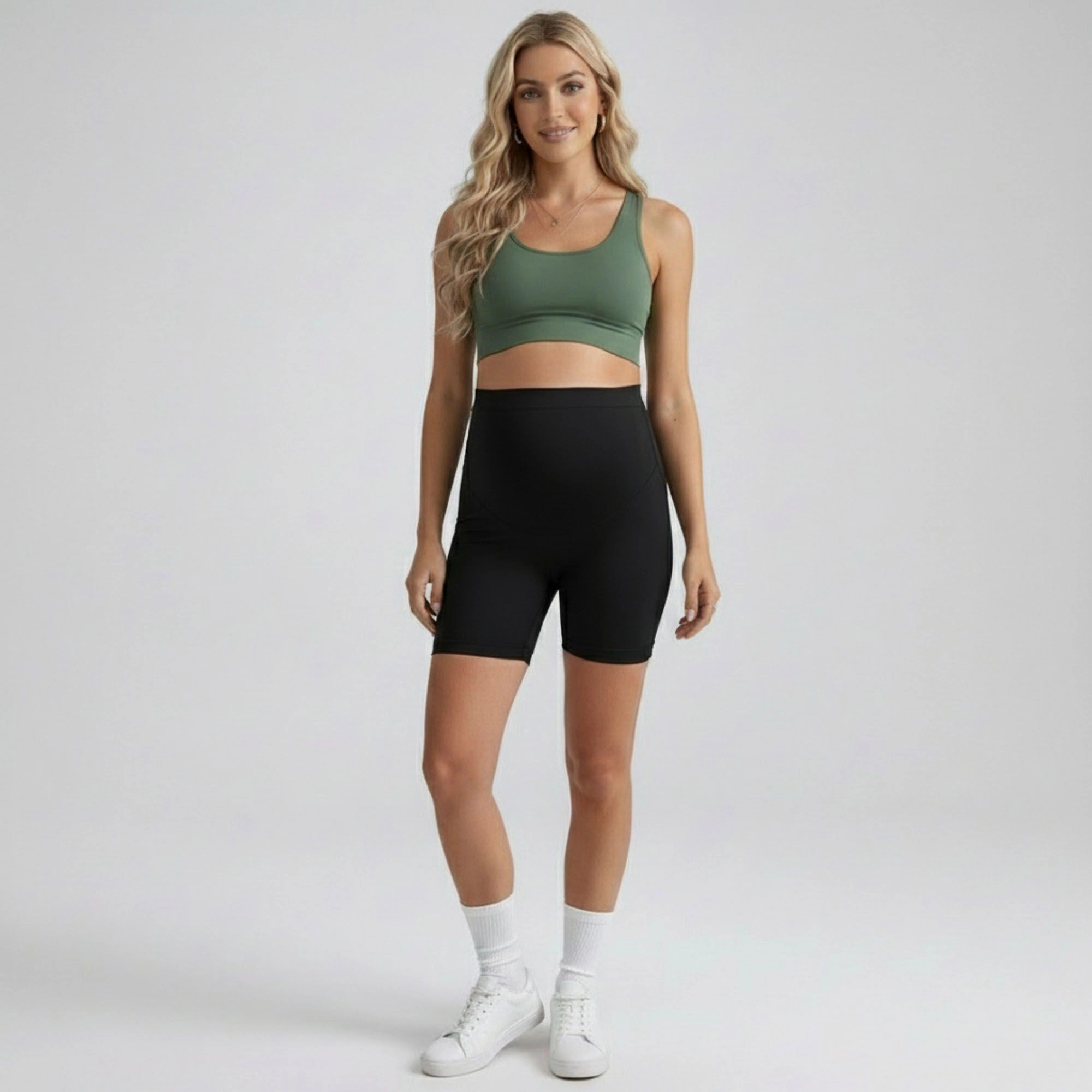 Anna-Kaci Women's High Waist Maternity Bike Shorts with Over Belly Panel Smooth Stretch Activewear
