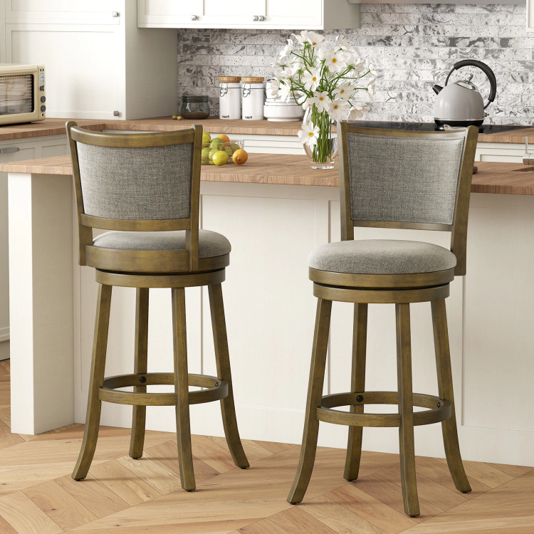 Hivvago Swivel Bar Stools Set Of 2 With Soft-Padded Back And Seat