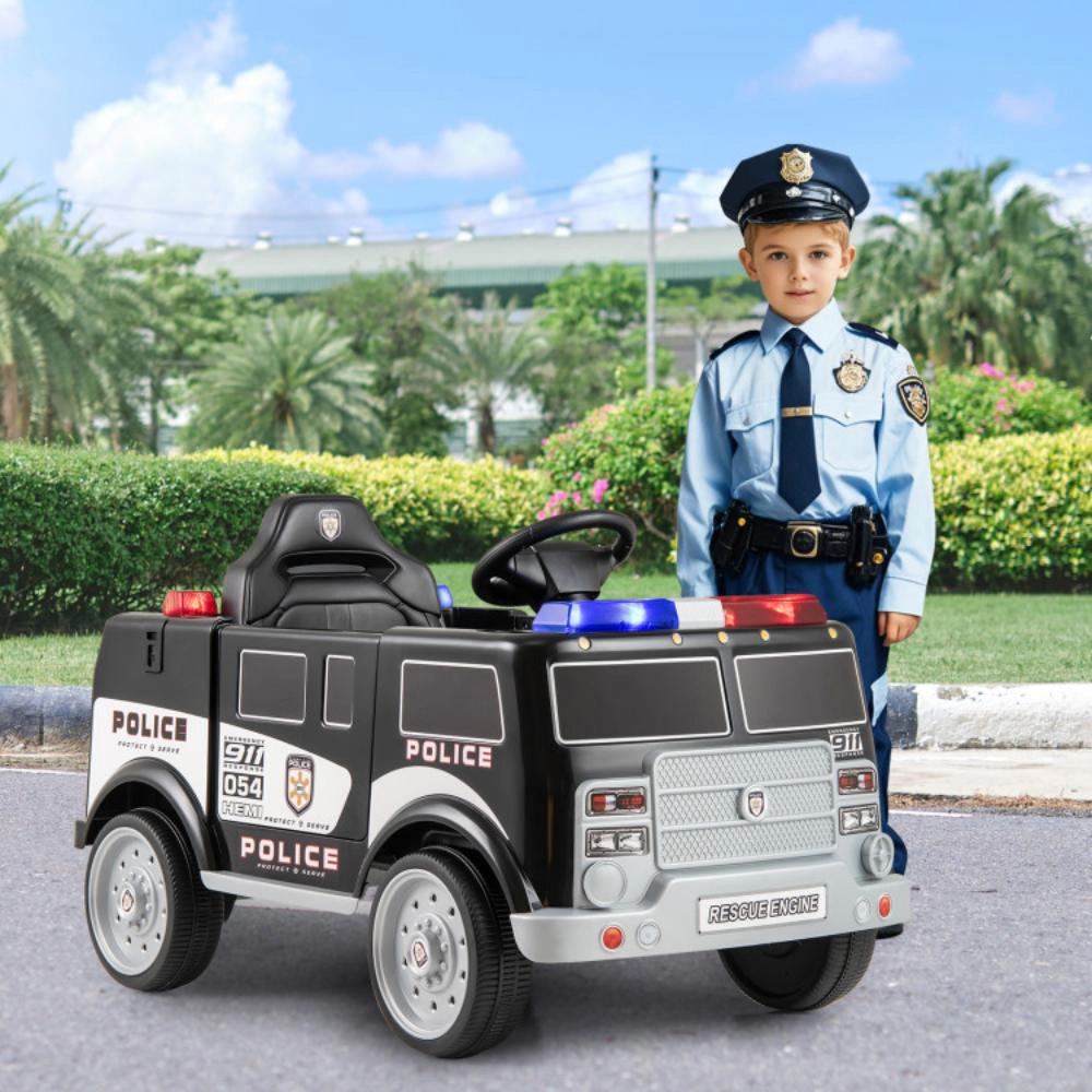 Hivvago 12V Battery Powered Electric Vehicle with 3 Speeds and Megaphone-Black