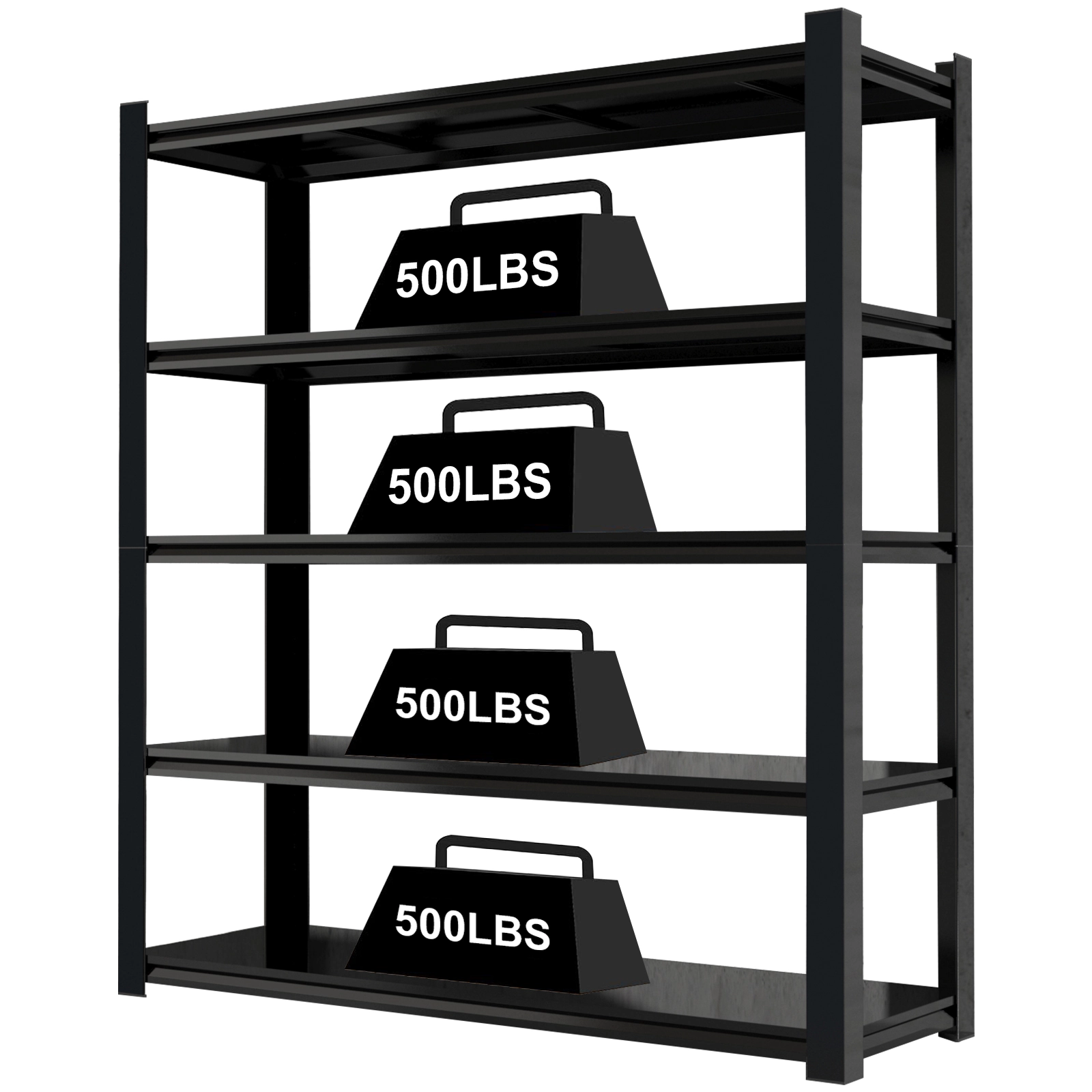Flynama 59 inch Wide Black Metal Shelves with 5 Removable Dividers Large Capacity Strong Load Bearing