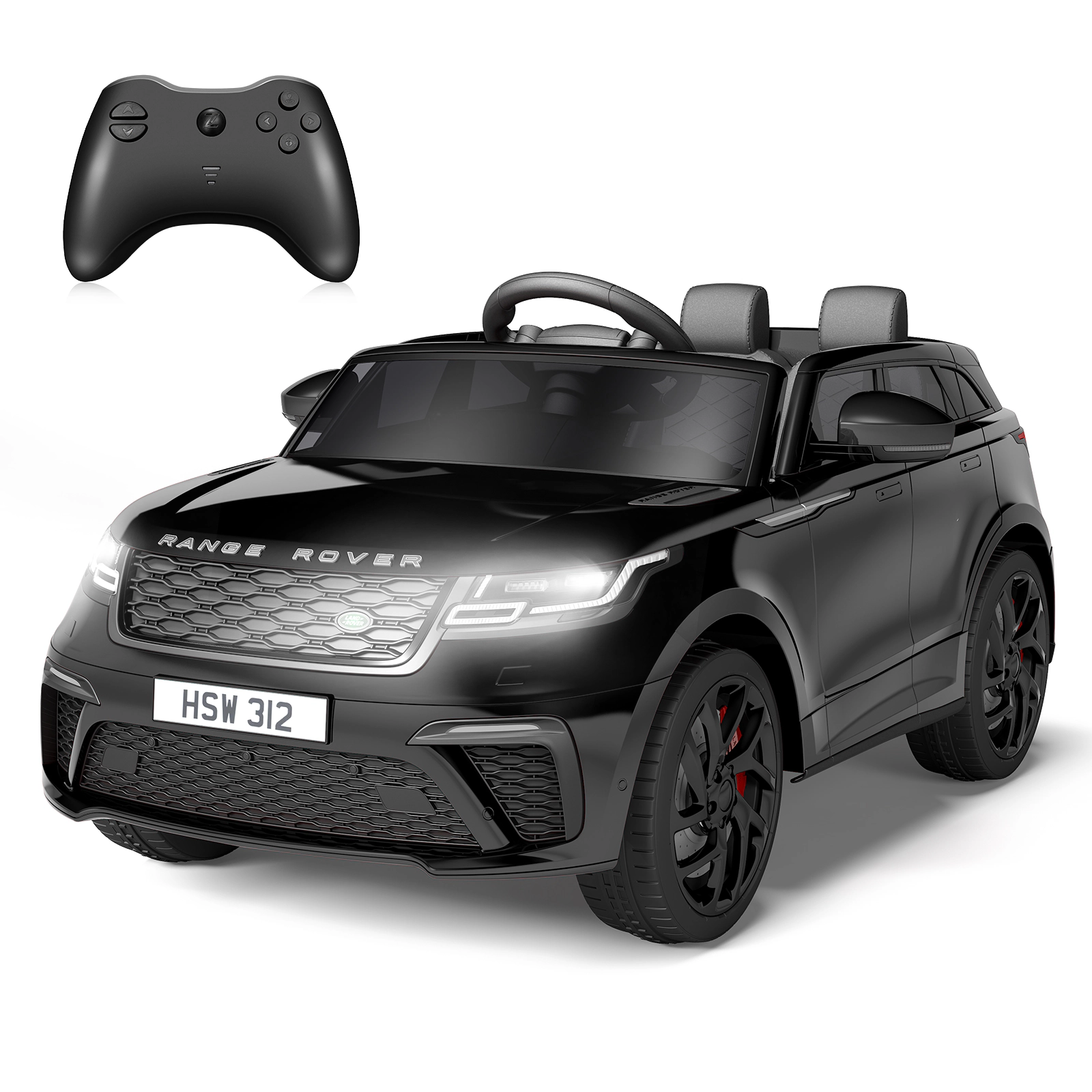 12V Kids Ride On Car, 2-Seater Electric Vehicle w/Remote Control, LED Lights, Music, Shock Absorber, Seat Belts